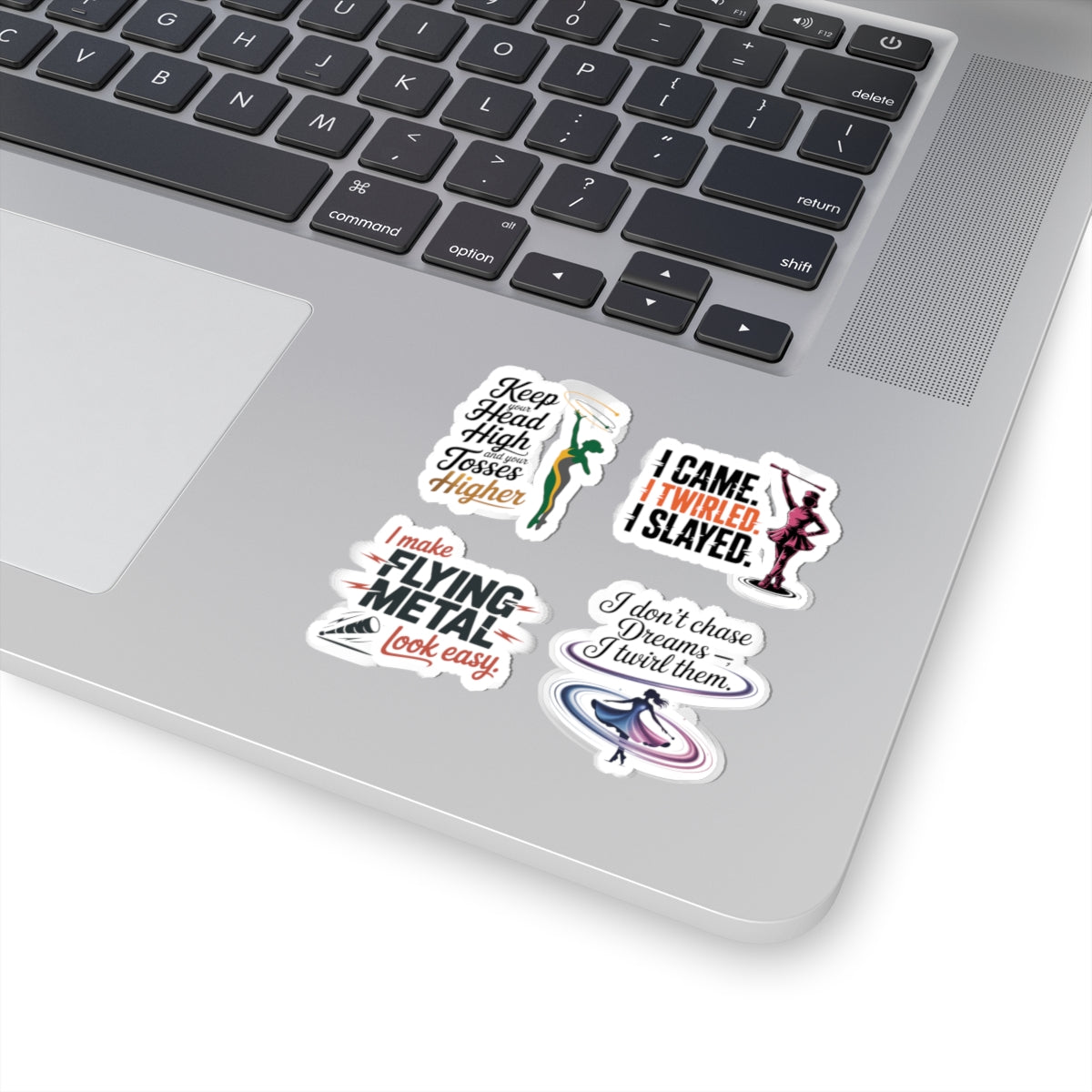 Baton Twirling Sticker Pack – 4 PCS Motivational Mixed Style Decal Set for Competitive Twirlers & Majorette Athletes