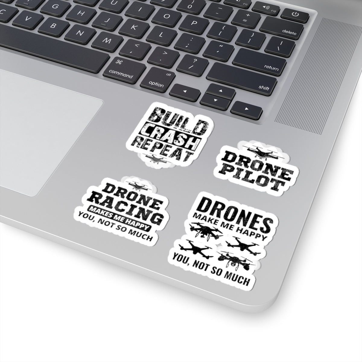 Drone Racing Sticker Pack – 4 PCS Funny Drone Pilot Happy Decals for FPV Racers RC Hobbyists