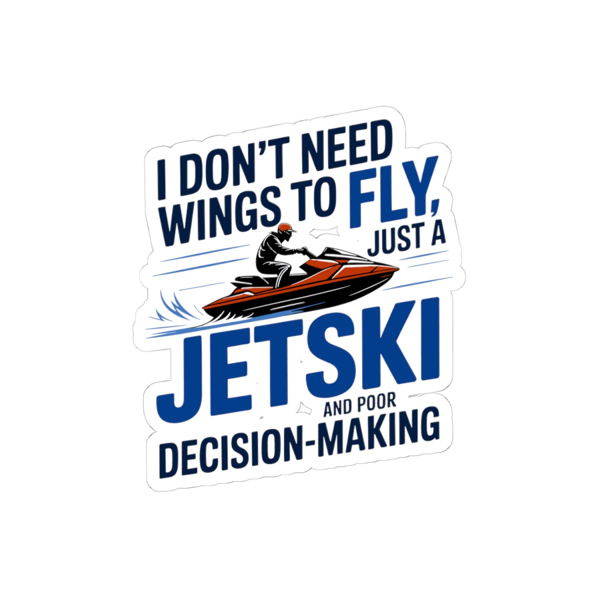 Jet Ski Passion Sticker - Wings to Fly Vinyl Decal for PWC Riders & Water Sports Enthusiasts