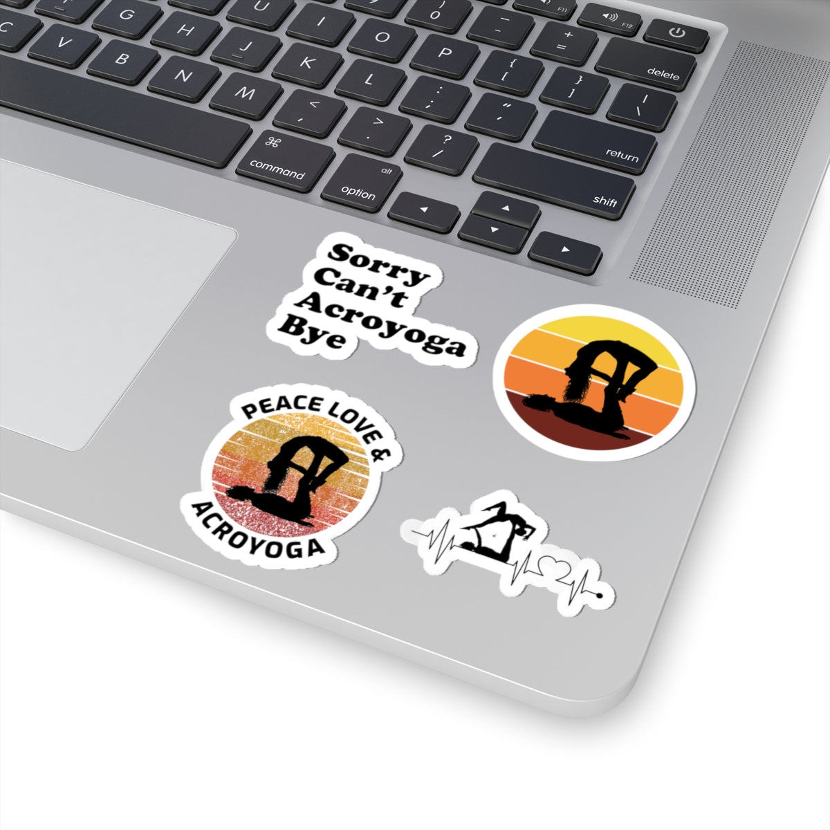 Acroyoga Sticker Pack – 4 PCS Funny Peace Love Retro Sunset Decal Set for Acroyoga Practitioners Yoga Lovers