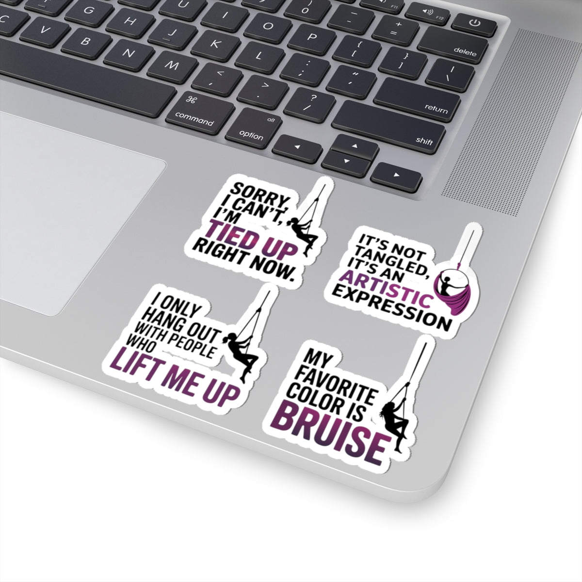 Aerial Silk Sticker Pack – 4 PCS Funny Sassy Quote Decal Set for Aerialists Circus Arts Performers and Fabric Athletes