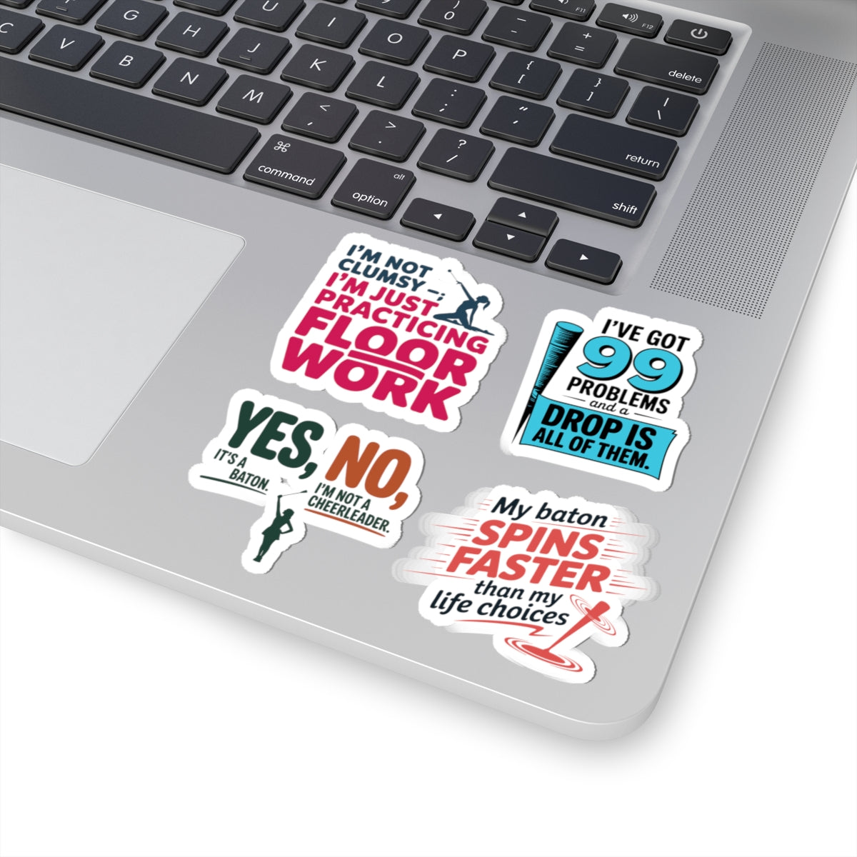 Baton Twirling Sticker Pack – 4 PCS Sassy Humor Quote Decal Set for Competitive Twirlers & Twirl Moms