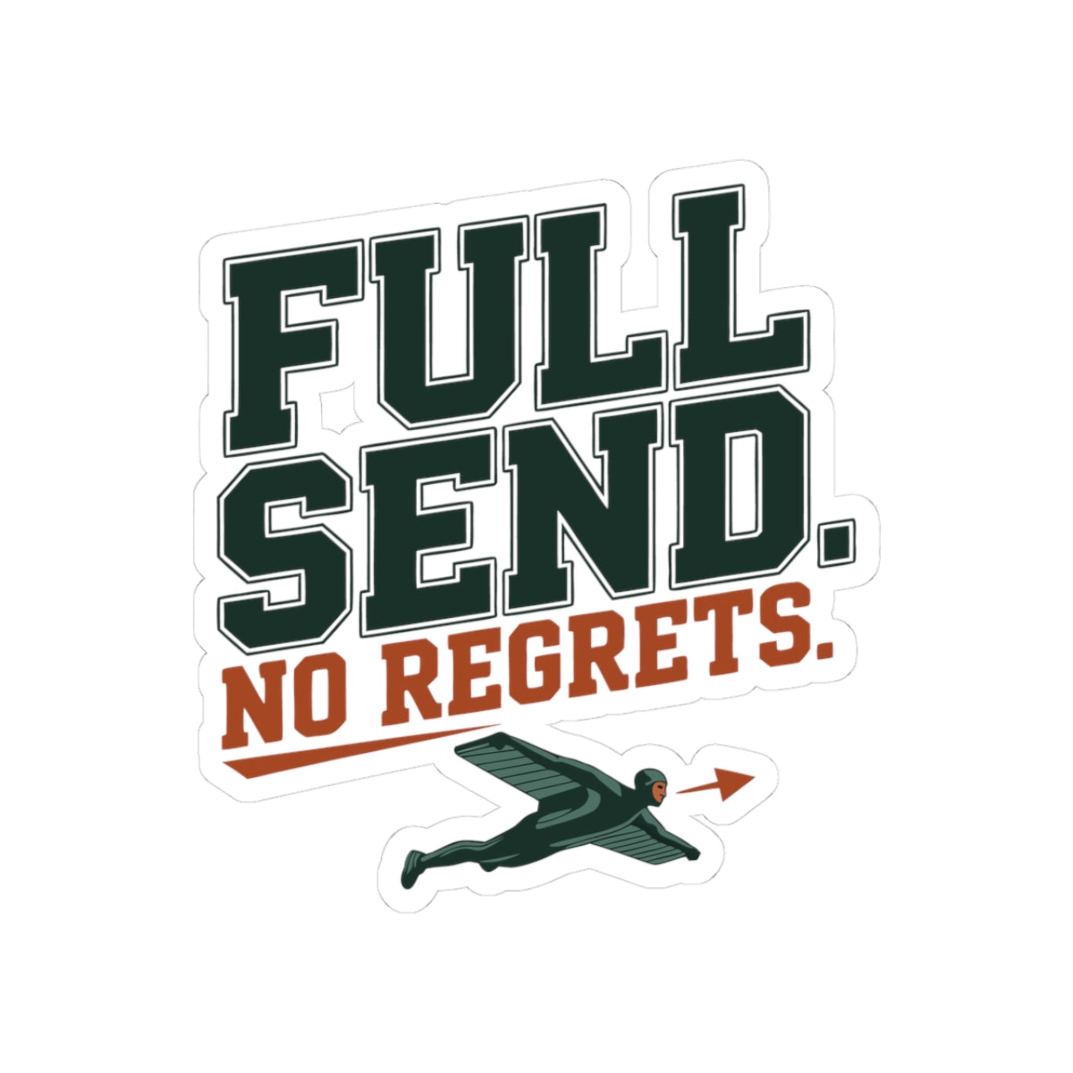 Wingsuit Flying Sticker – Bold Varsity Style Freefall Decal for BASE Jumpers Extreme Sports Fans