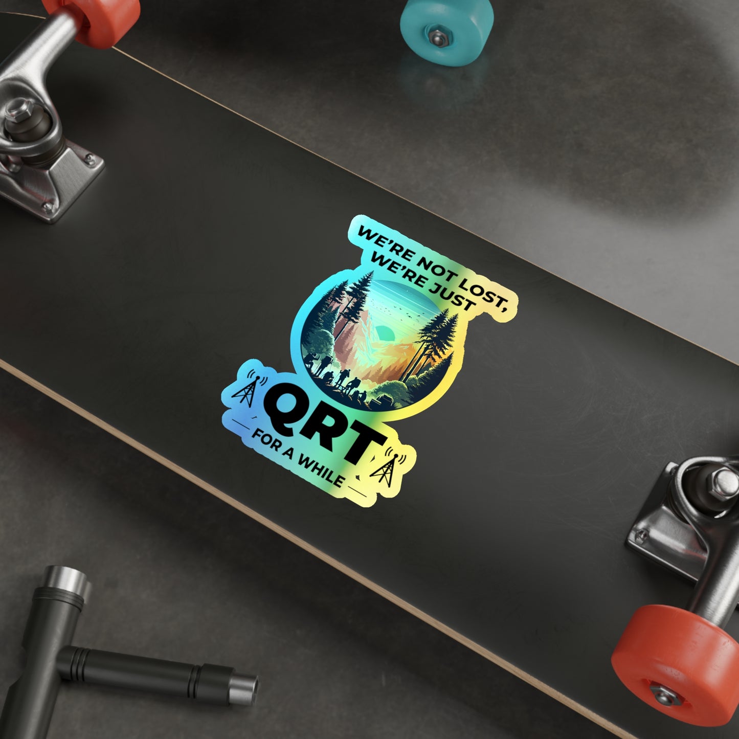 Amateur Ham Radio Operator Stickers Holographic Vinyl Decal - QRT Break & Radio Hiatus