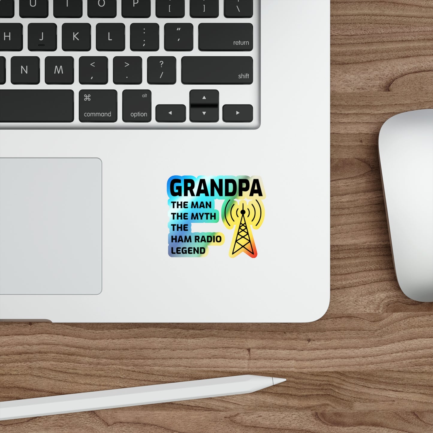 Amateur Ham Radio Operator Stickers Holographic Vinyl Decal - Morse Code & Shortwave for Radio Grandpas