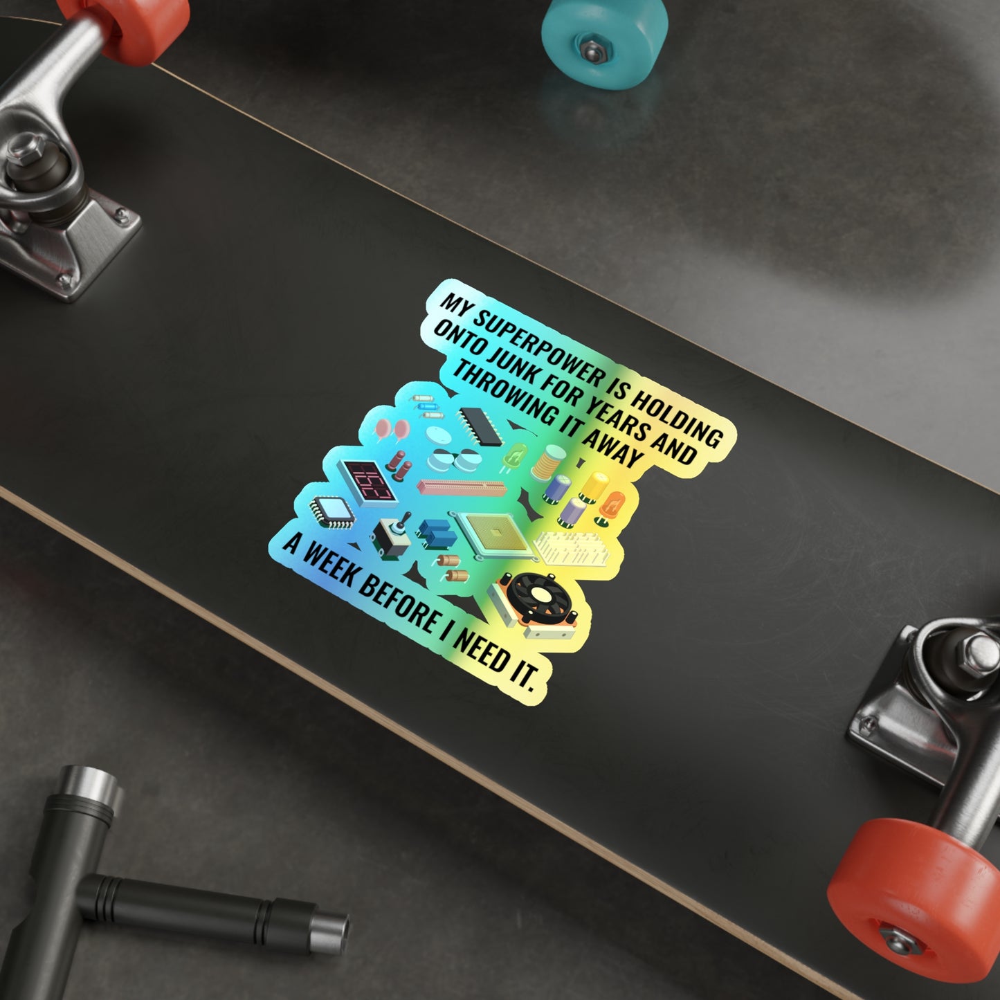 Amateur Ham Radio Operator Stickers Holographic Vinyl Decal - Shack Organizer & Parts Hoarder