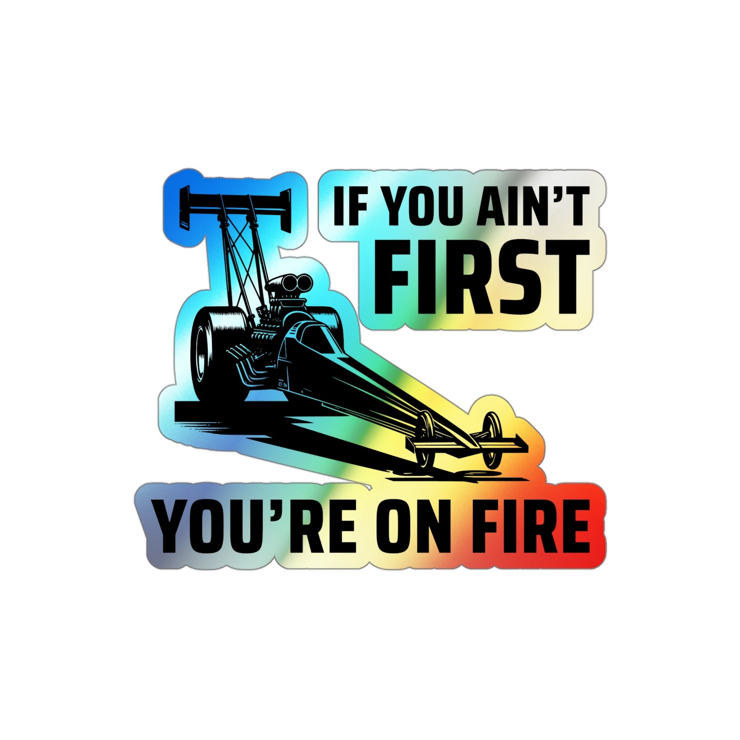 Dragster Drag Racing Holographic Stickers Vinyl – Quarter Mile Muscle Decal for Street Racers