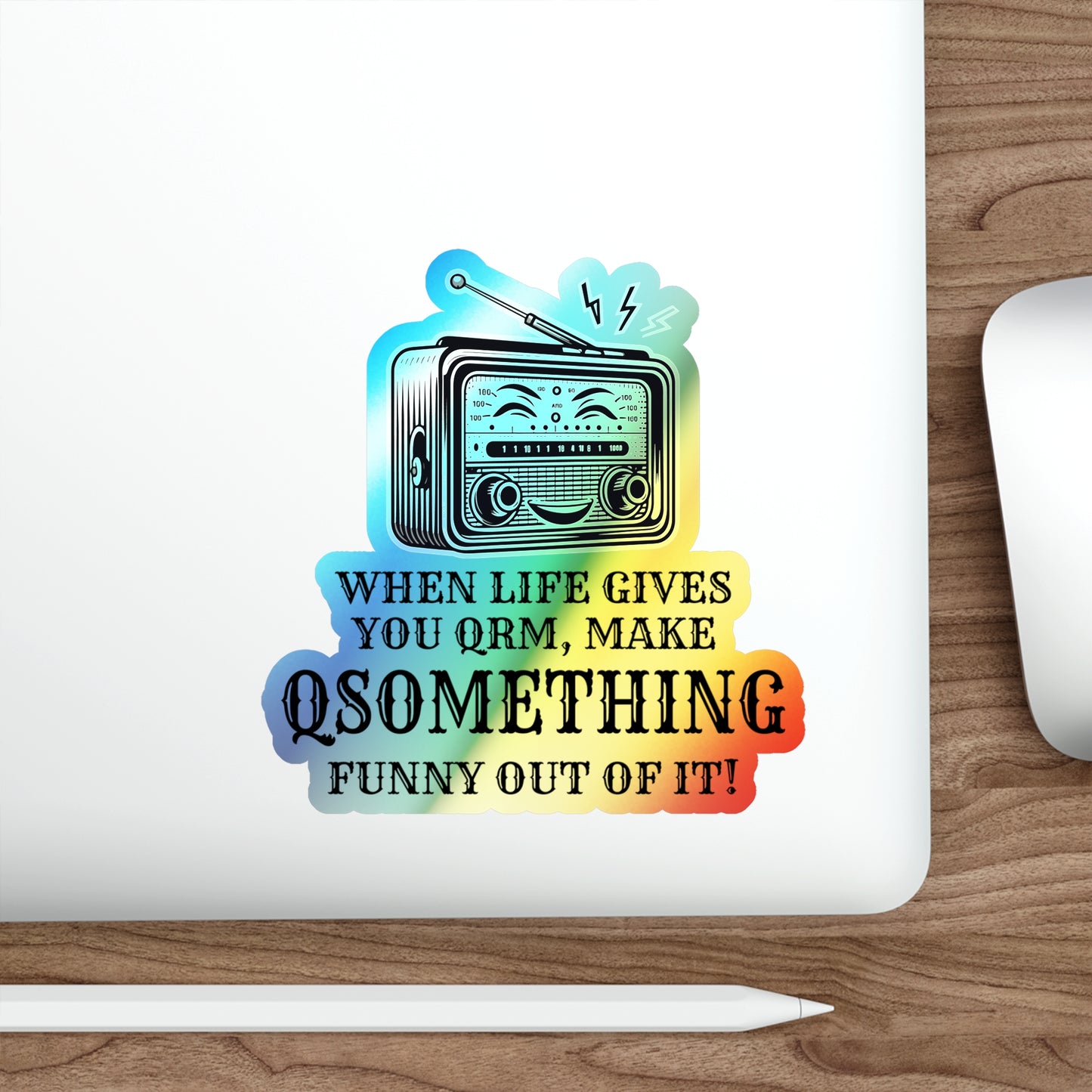 Amateur Ham Radio Operator Stickers Holographic Vinyl Decal - QSO Puns & Radio Humor