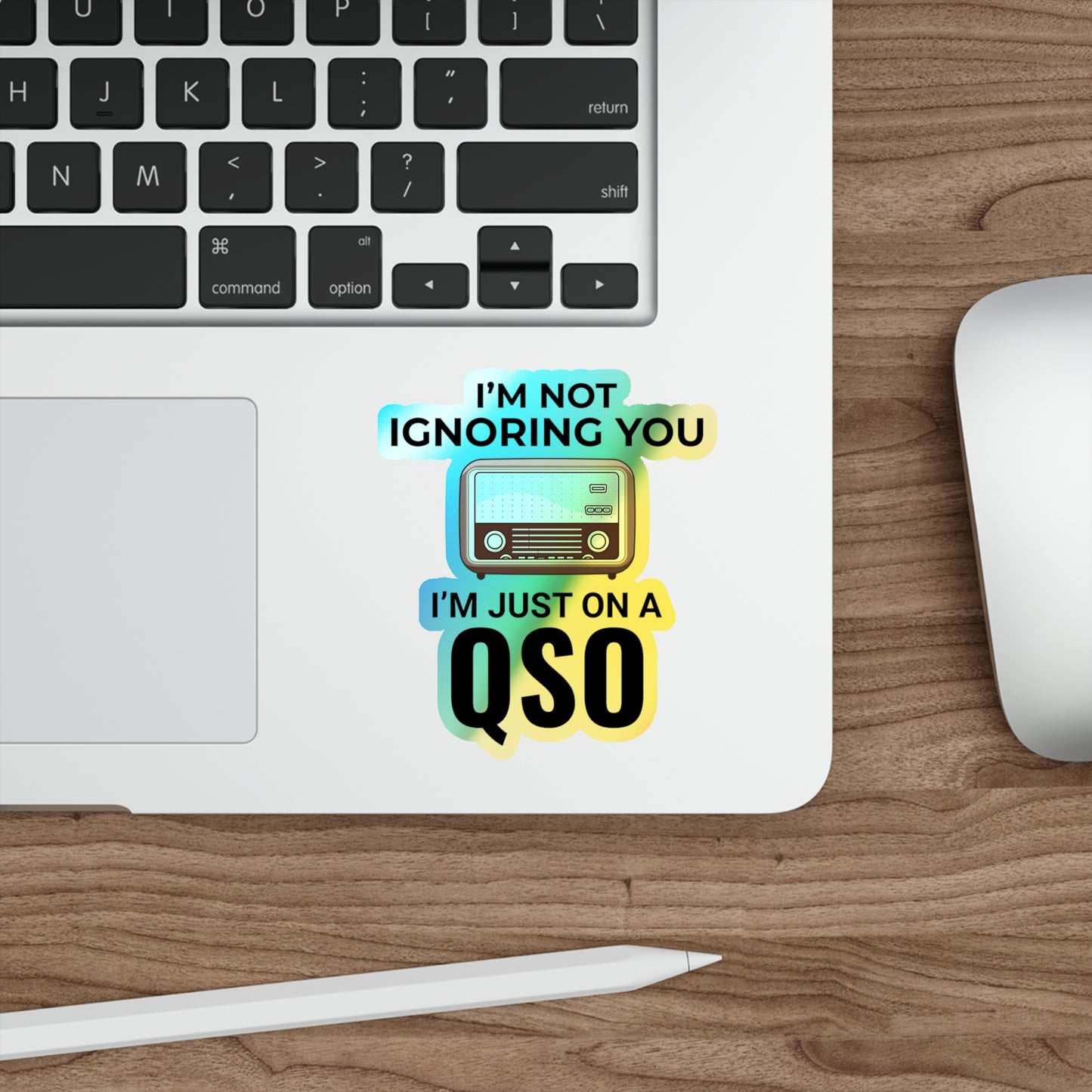 Amateur Ham Radio Operator Stickers Holographic Vinyl Decal - QSO Focused & On Air Now