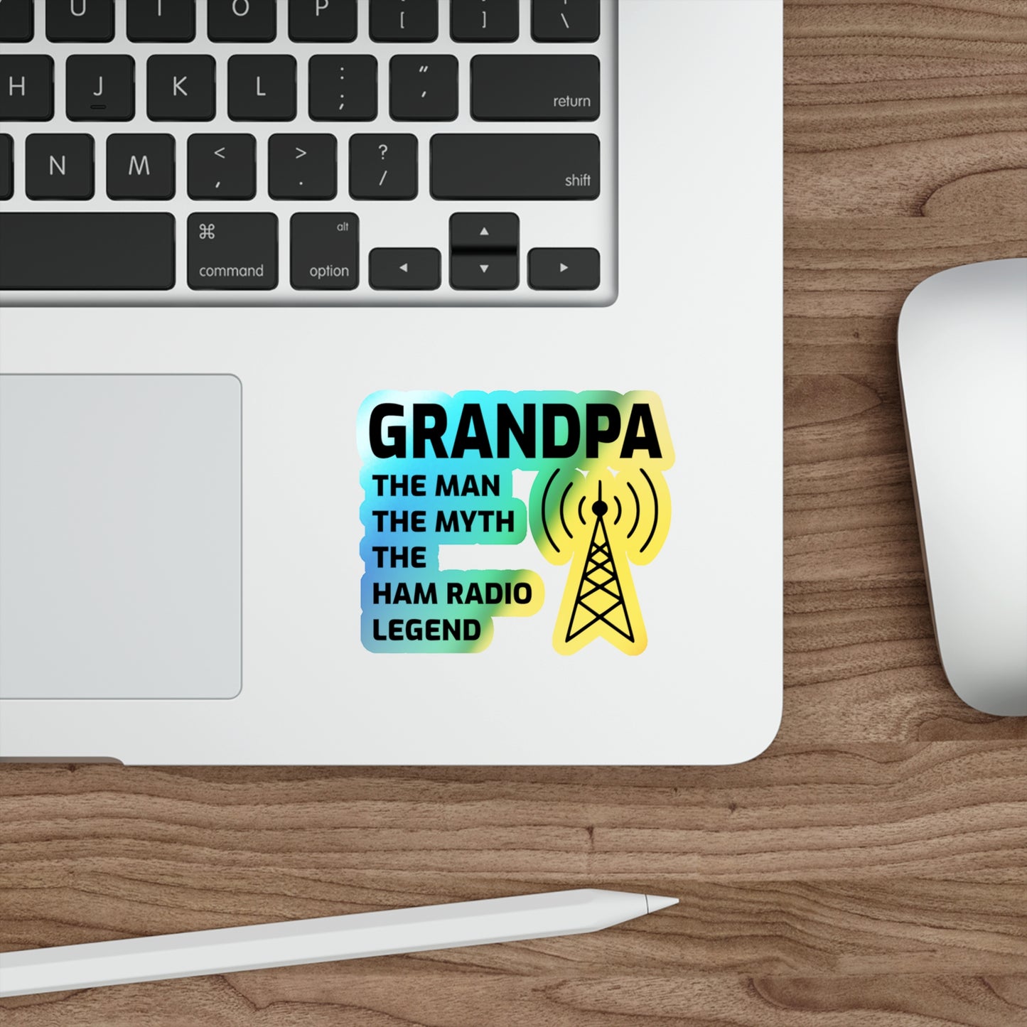 Amateur Ham Radio Operator Stickers Holographic Vinyl Decal - Morse Code & Shortwave for Radio Grandpas