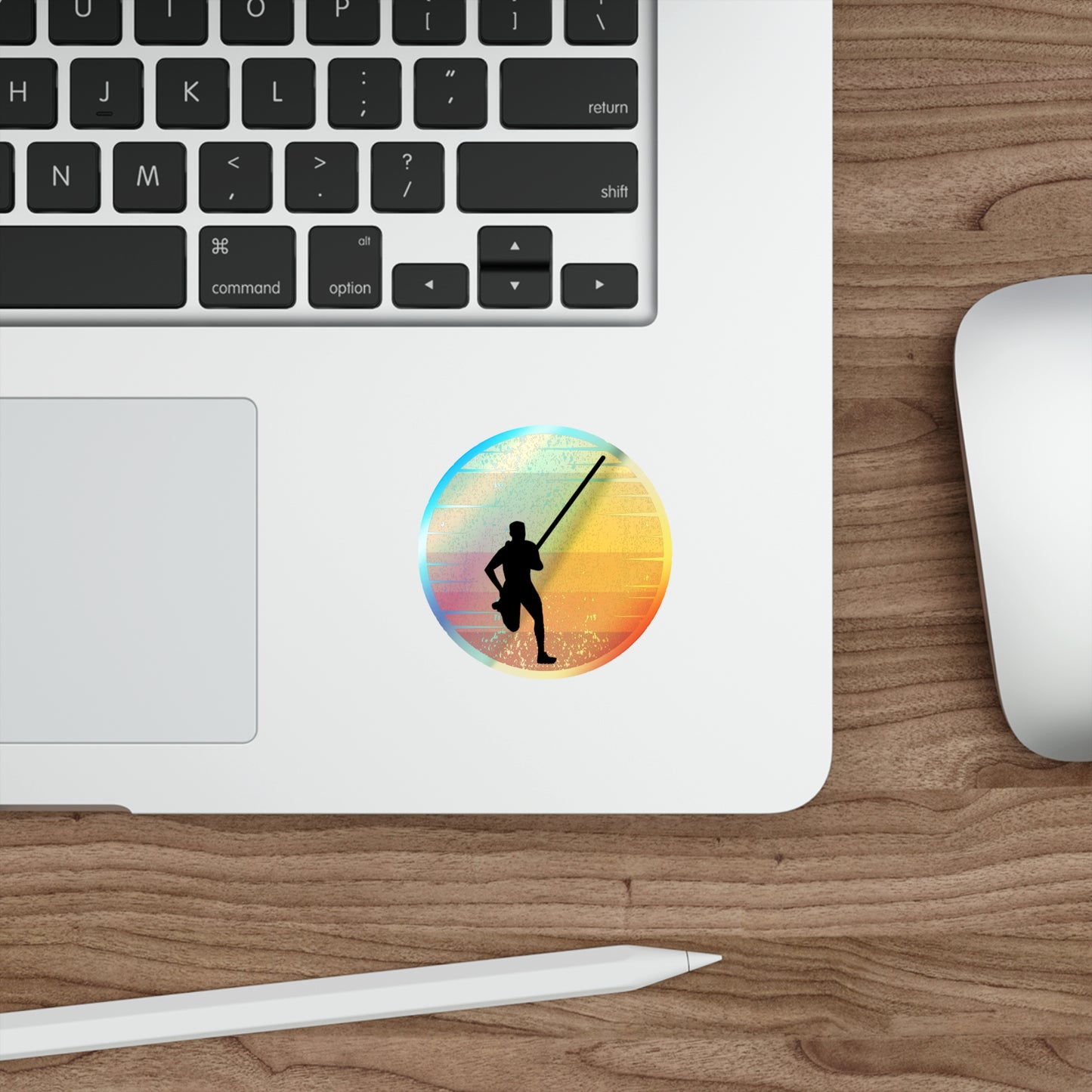 Pole Vault Holographic Stickers - Retro Athlete Design for Sports Enthusiasts
