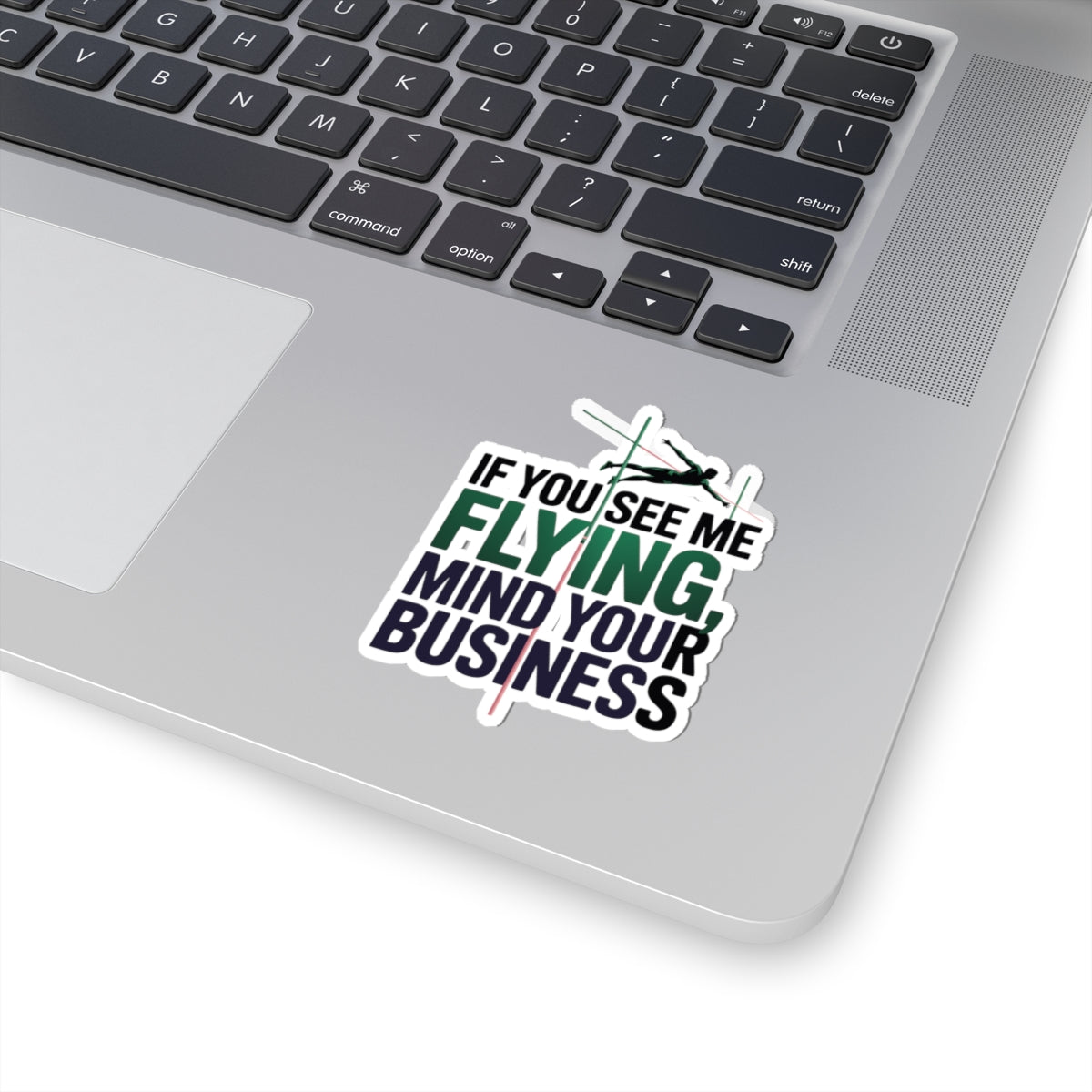 Pole Vault Sticker – Funny Flying Mind Your Business Humor Decal for Track & Field Athletes Vaulters