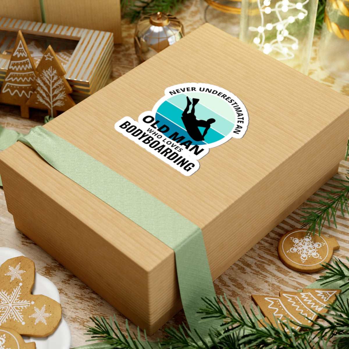 Bodyboarding Old Man Sticker - Surf Passion Vinyl Decal for Wave Riders & Ageless Adventurers