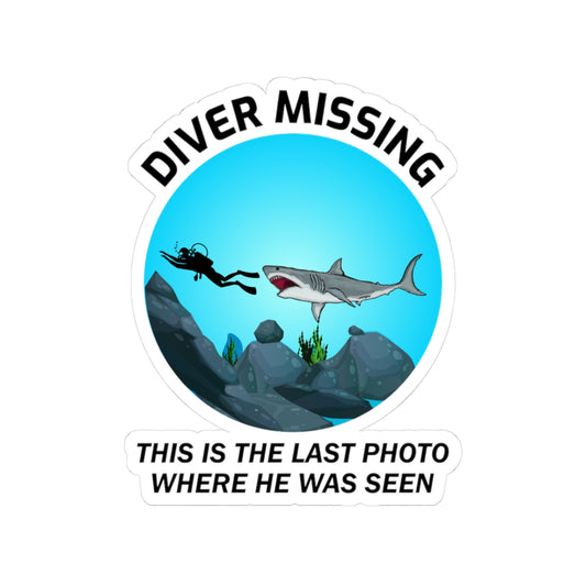 Missing Diver Sticker - Scuba Diving Humor Vinyl Decal for Divers & Dive Instructors