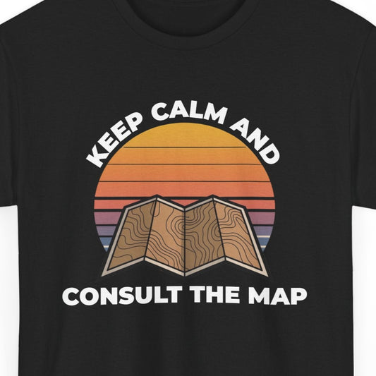 Vintage Map Lover Shirt - Keep Calm Design for Outdoor Adventurers