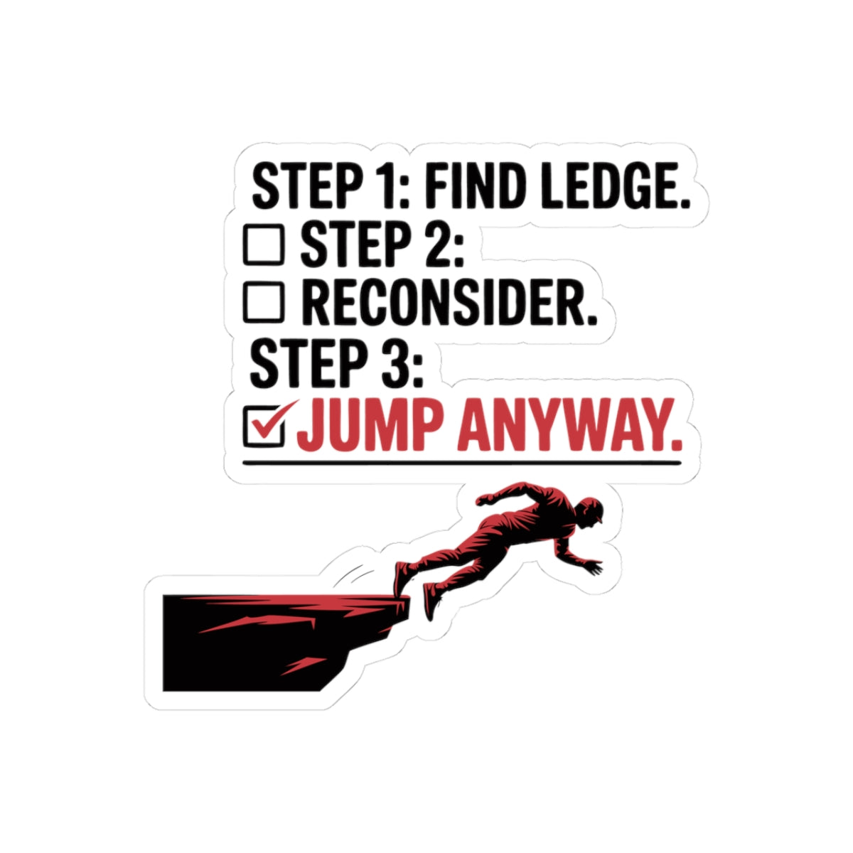 BASE Jumping Sticker – Funny Checklist Cliff Jump Decal for Extreme Sports Fans Adrenaline Junkies