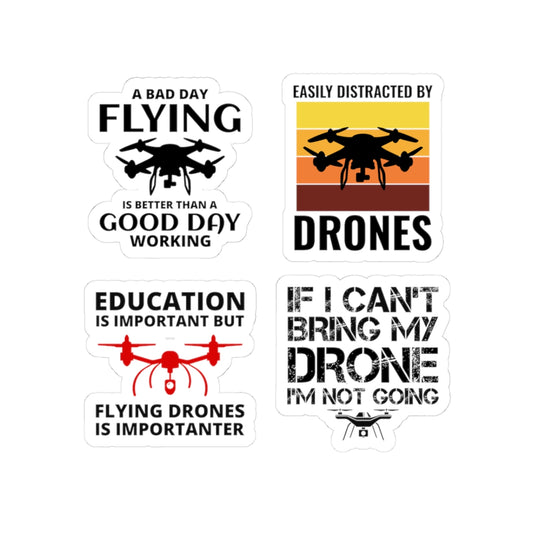 Drone Flying Sticker Pack – 4 PCS Funny Distracted Retro Humor Decals for FPV Pilots RC Hobbyists