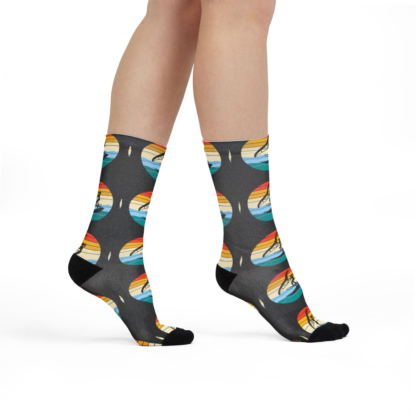 Wing Foiling Socks - Retro Vintage Sunset Style Gift for Water Sports Fans