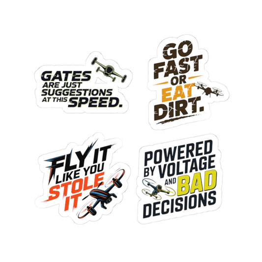 Drone Racing Sticker Pack – 4 PCS Full Send Decal for FPV Pilots, Quad Racers