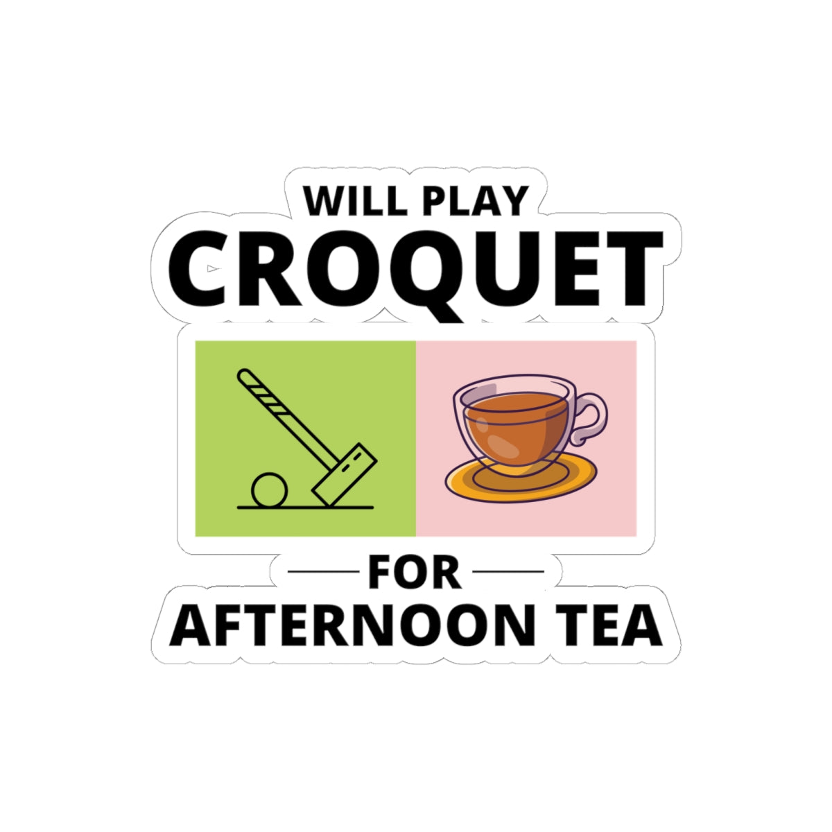 Afternoon Tea Croquet Sticker - Garden Party Vinyl Decal for Classic Game Lovers & Hosts
