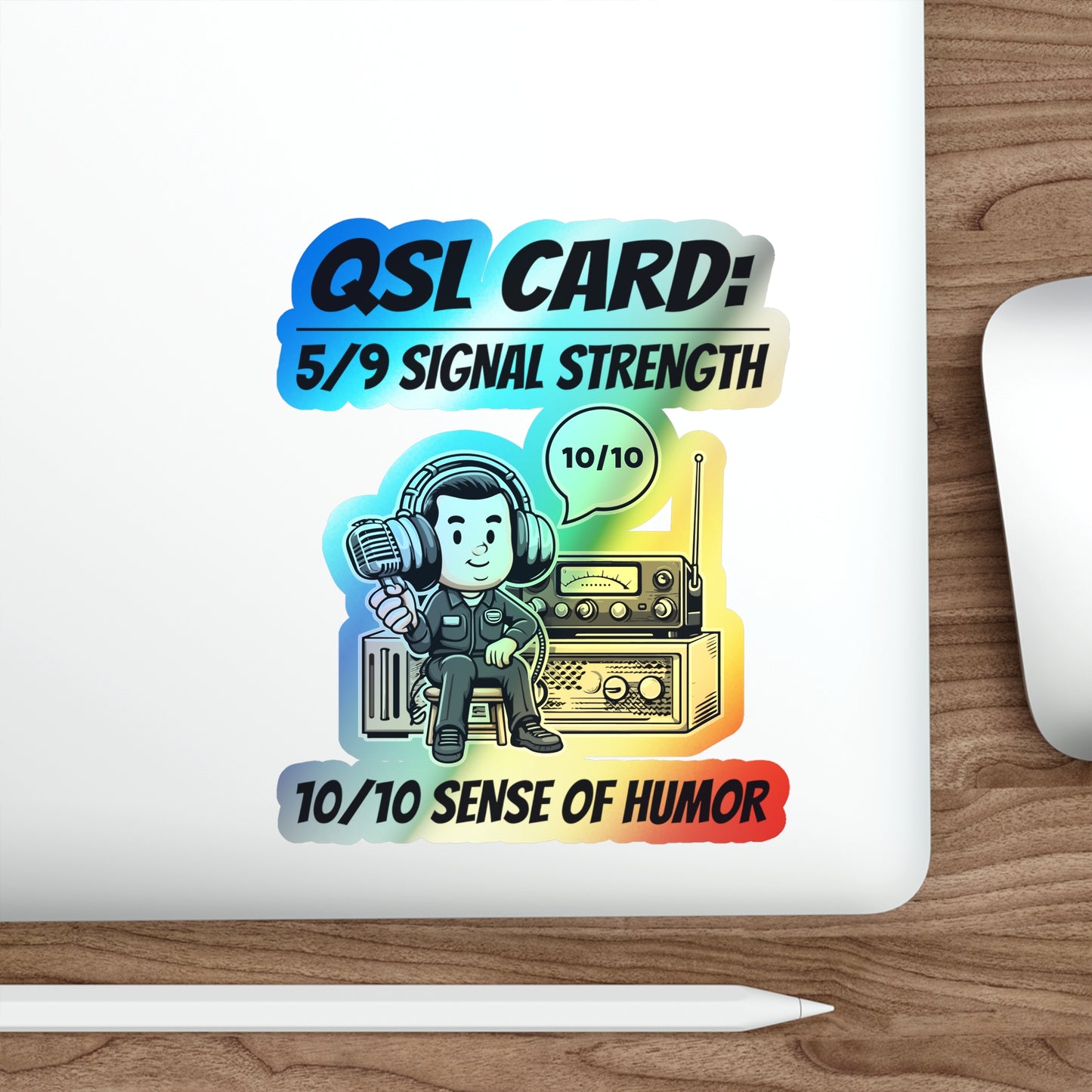 Amateur Ham Radio Operator Stickers Holographic Vinyl Decal - Signal Report & QSO Humor