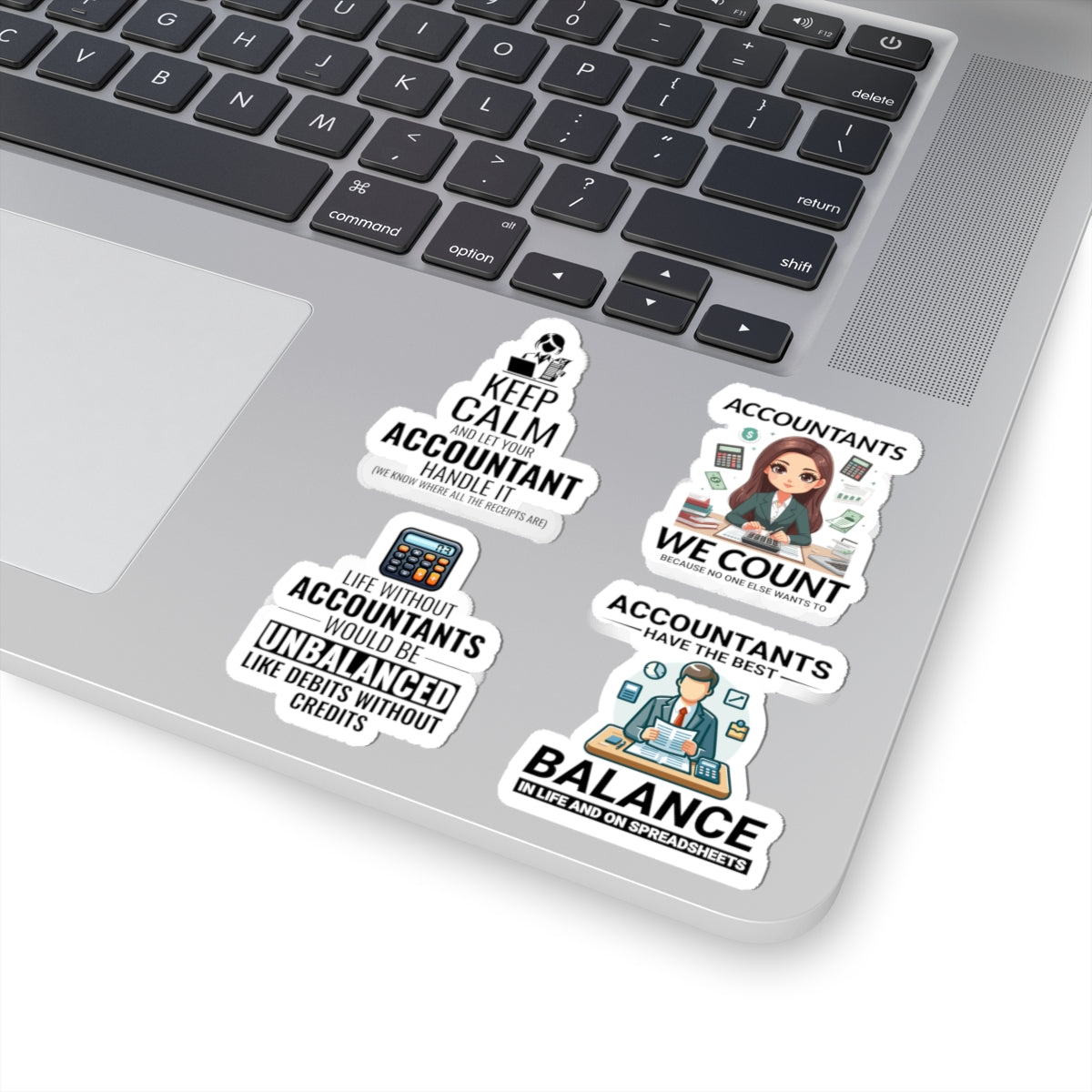 Accountant Sticker Pack – 4 PCS Funny We Count Unbalanced Decal Set for Accountants CPAs Finance Pros
