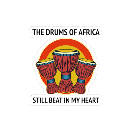 African Drums Heartbeat Sticker - Djembe Passion Vinyl Decal for Percussionists & World Music Lovers