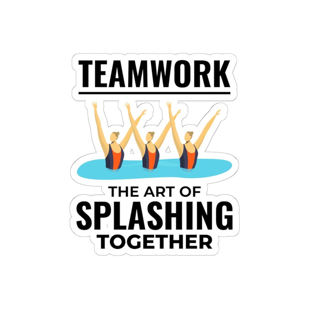 Playful Synchronized Swimming Sticker - Team Splash Art Vinyl Decal for Swim Teams
