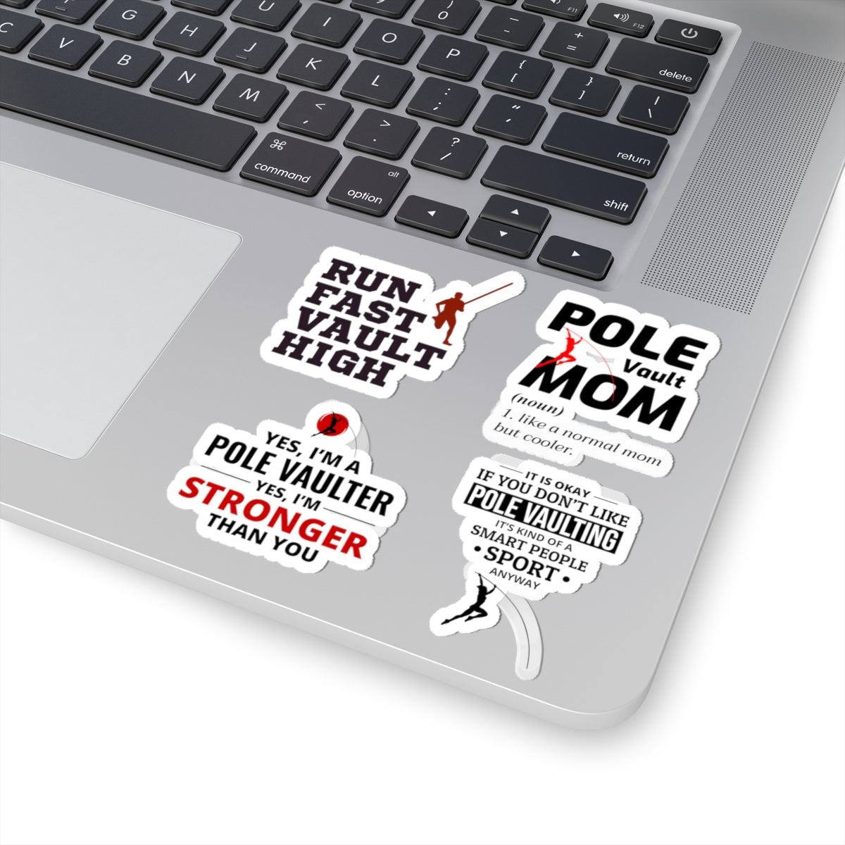 Pole Vault Sticker Pack – 4 PCS Funny Savage Humor Graphic Decal Set for Track and Field Athletes, Vaulters & Sport Moms
