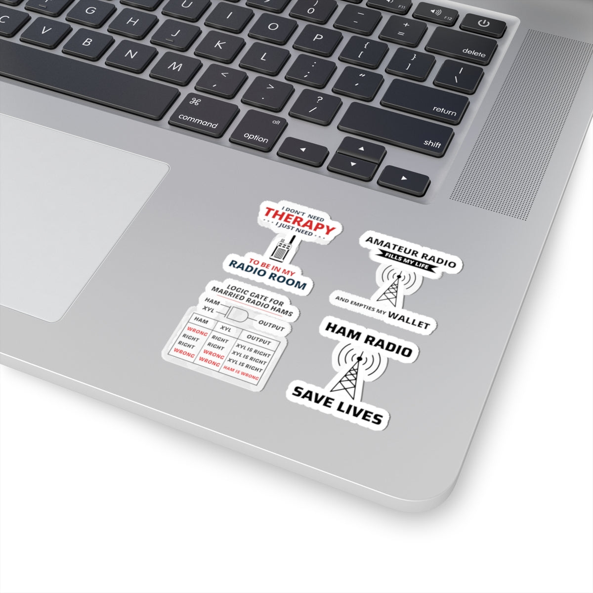 Ham Radio Sticker Pack – 4 PCS Funny Married Operator Logic Decals for Amateur Hobbyists Radio Room Lovers