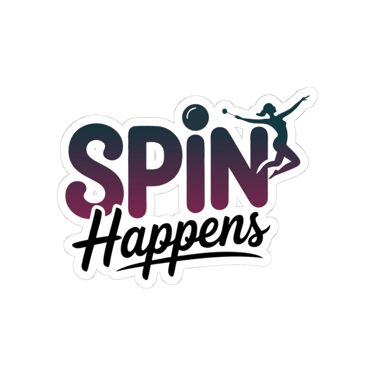 Baton Twirling Sticker – Funny SPIN Happens Caricature Decal for Twirler Color Guard Marching Band Member