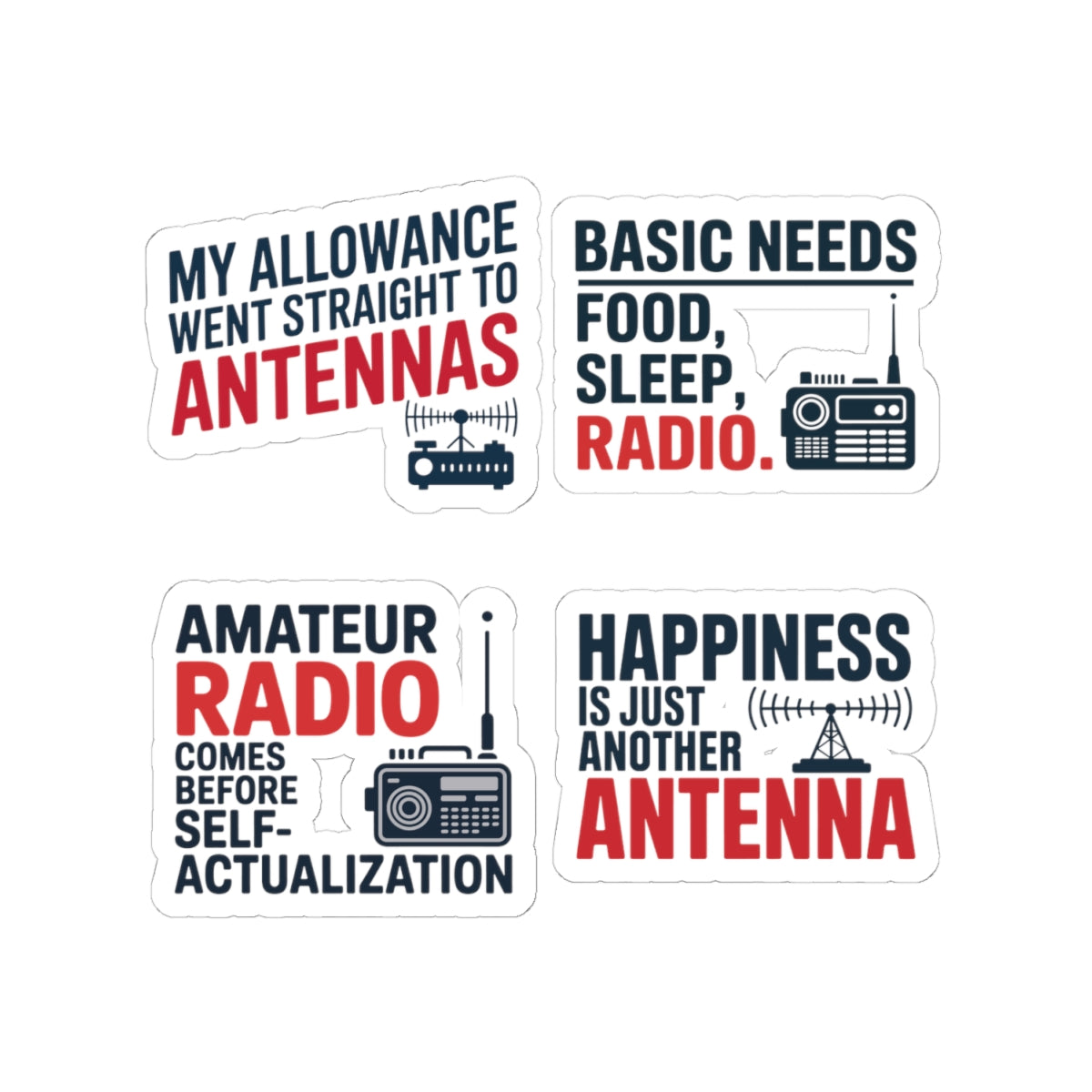 Ham Radio Sticker Pack – 4 PCS Funny Antenna Quote Decal Set for Ham Radio Operators & Amateur Radio Enthusiasts