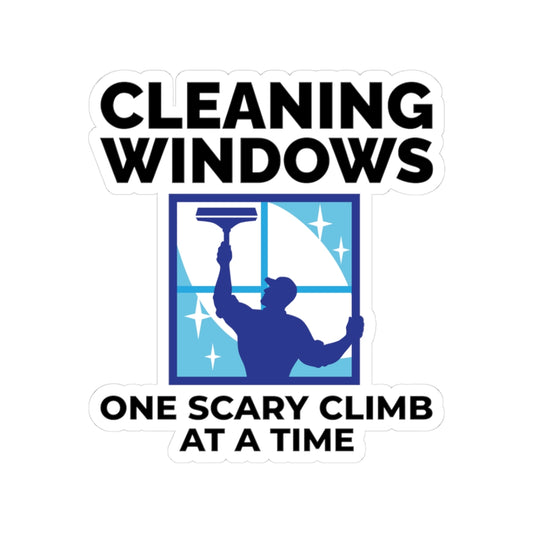 Window Cleaner Sticker - Scary Climb Vinyl Decal for High-Rise Professionals & Technicians