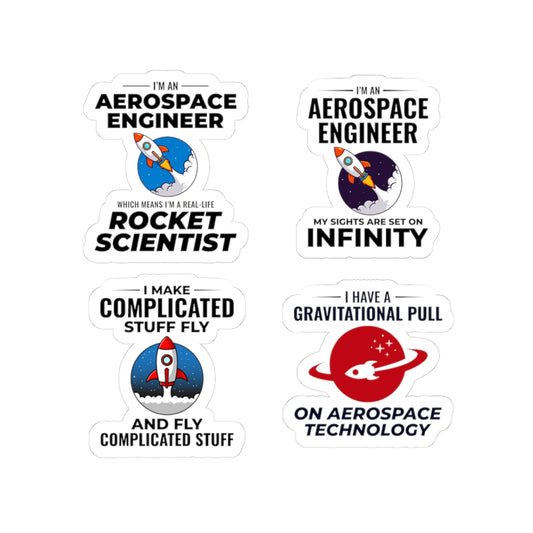 Aerospace Engineer Sticker Pack – 4 PCS Funny Rocket Scientist Gravitational Pull Decal Set for Engineers