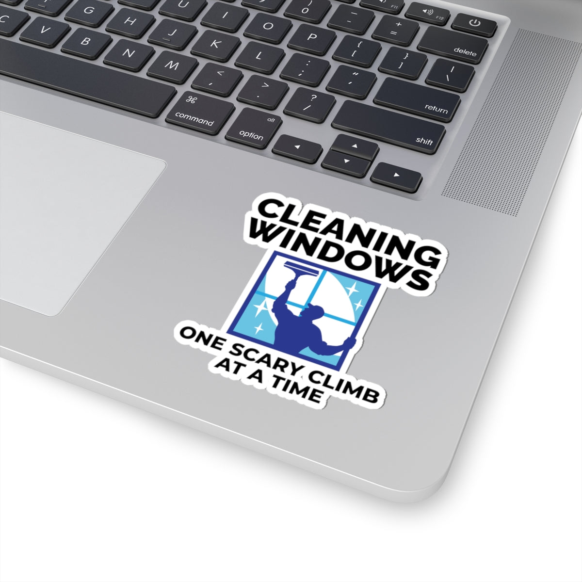 Window Cleaner Sticker - Scary Climb Vinyl Decal for High-Rise Professionals & Technicians