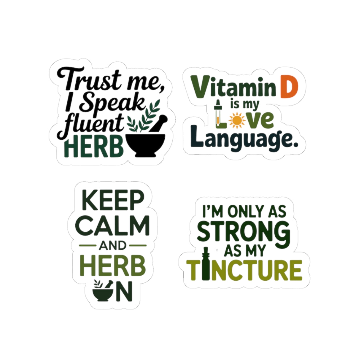 Naturopath Sticker Pack – 4 PCS Funny Fluent Herb Tincture Decals for Naturopaths Holistic Health Lovers