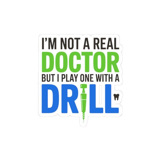Dental Drill Sticker - Funny Dentist Vinyl Decal for Oral Surgeons