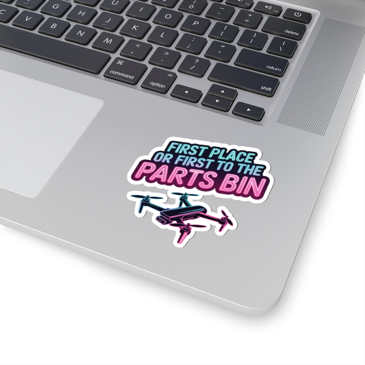 FPV Drone Sticker – Funny Parts Bin Quote Decal for Racing Pilots, Quadcopter Enthusiasts and Crash Survivors