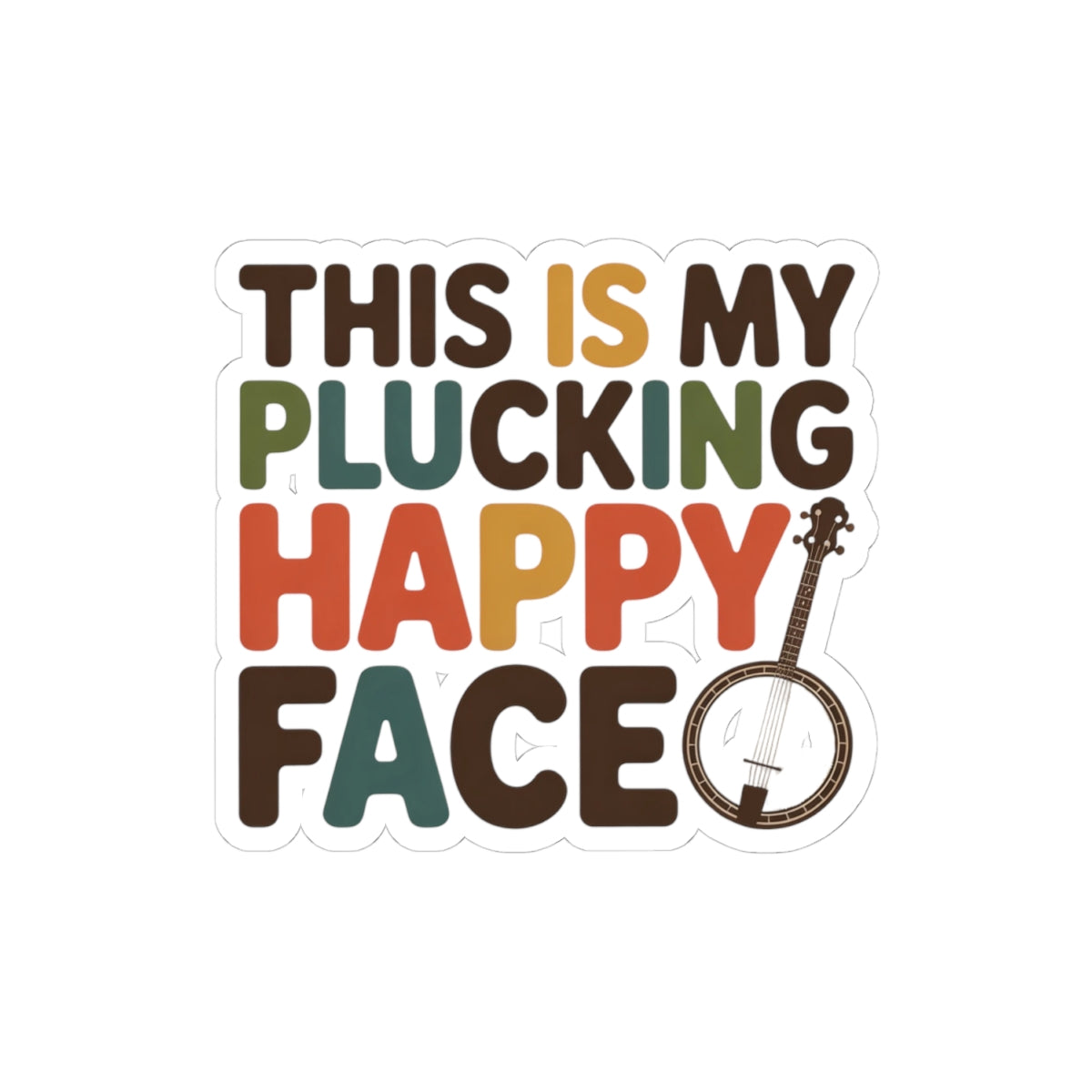 Banjo Sticker – Colorful Retro Pun Humor Decal for Bluegrass Musicians Five-String Instrument Lovers