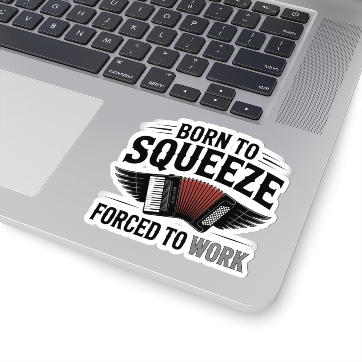 Squeezebox Sticker – Born to Play Humor Decal for Working Accordionists, Polka Musicians, Folk Musicians, Band Members