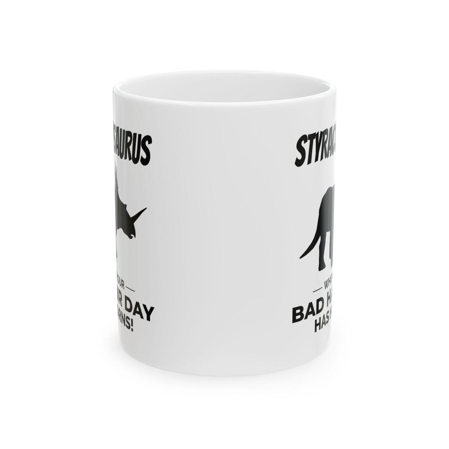 Taza con fósil de dinosaurio - Styracosaurus, cuernos - Regalo con humor sobre dinosaurios 