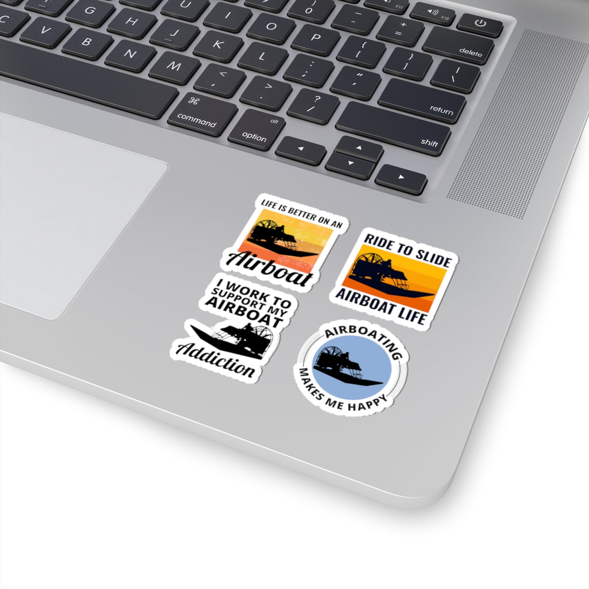 Airboat Life Sticker Pack – 4 PCS Funny Retro Sunset Decals for Airboating Enthusiasts Swamp Riders