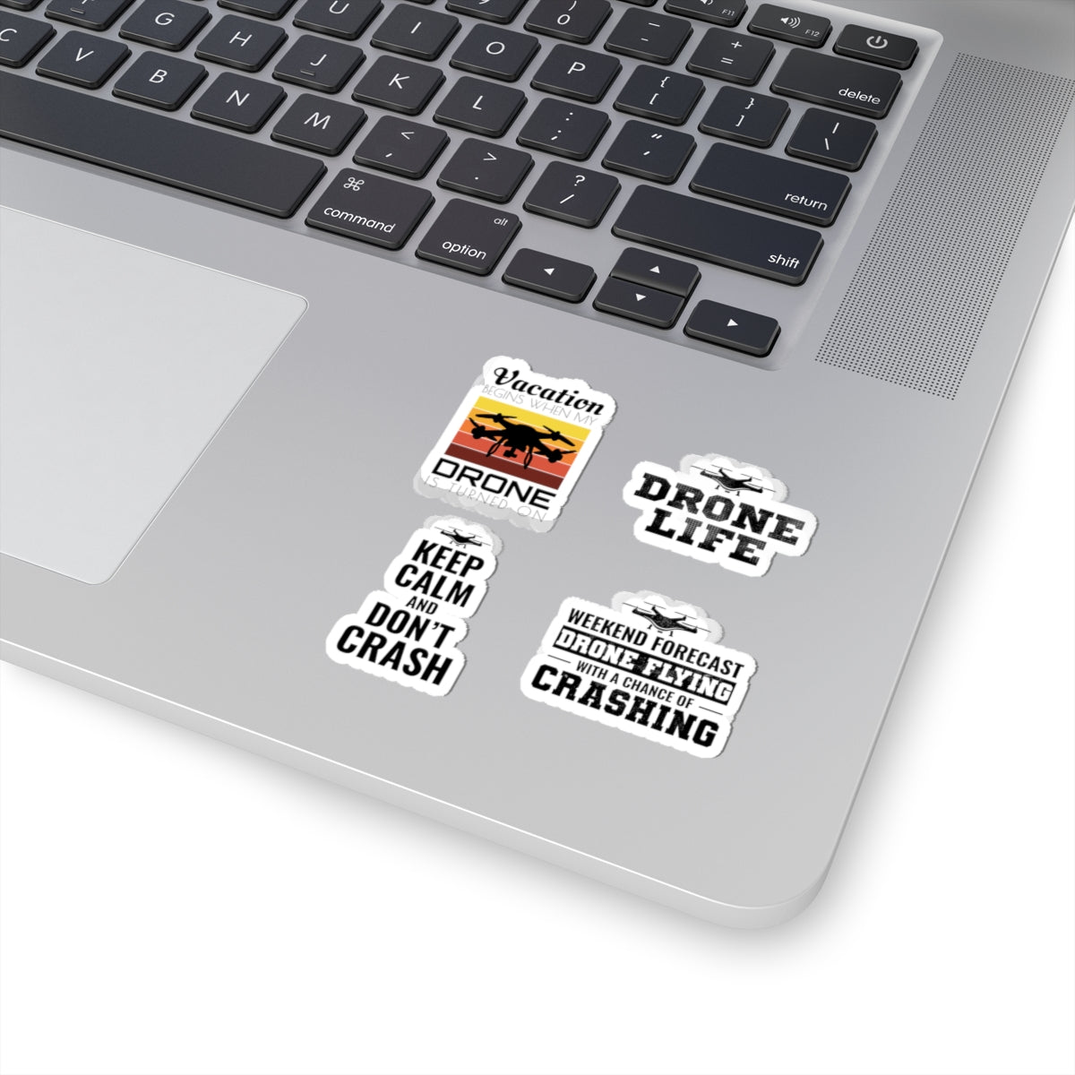 Drone Life Sticker Pack – 4 PCS Funny Vacation Forecast Crash Humor Decals for FPV Pilots RC Fans