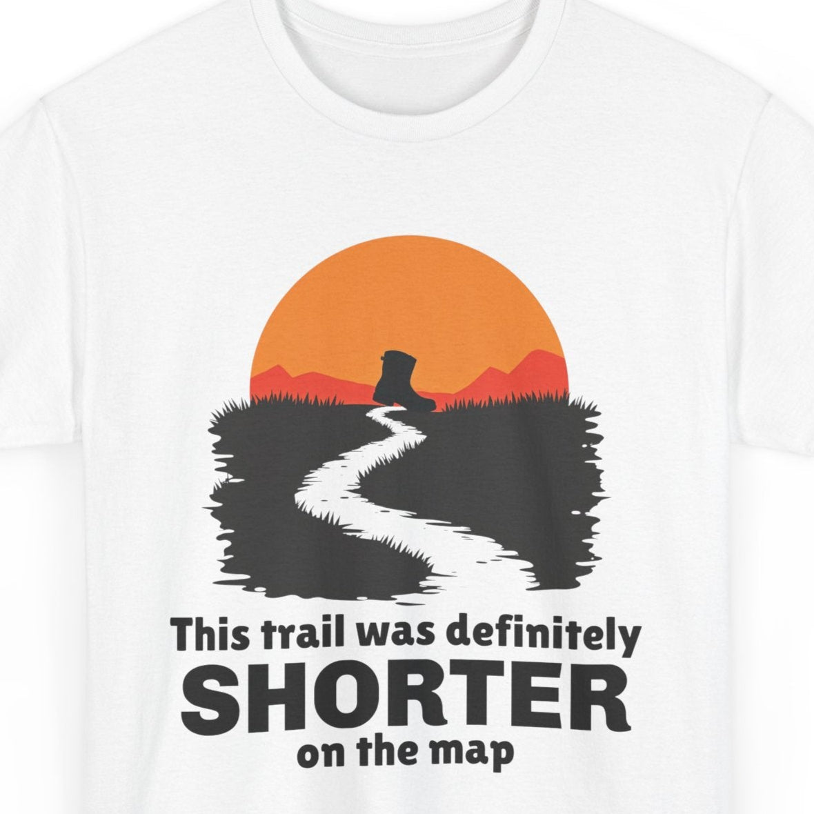 Topo Map Truth T-Shirt - 'Trail Was Shorter on Map' Hiking Humor Tee for Backpackers & Peak Baggers