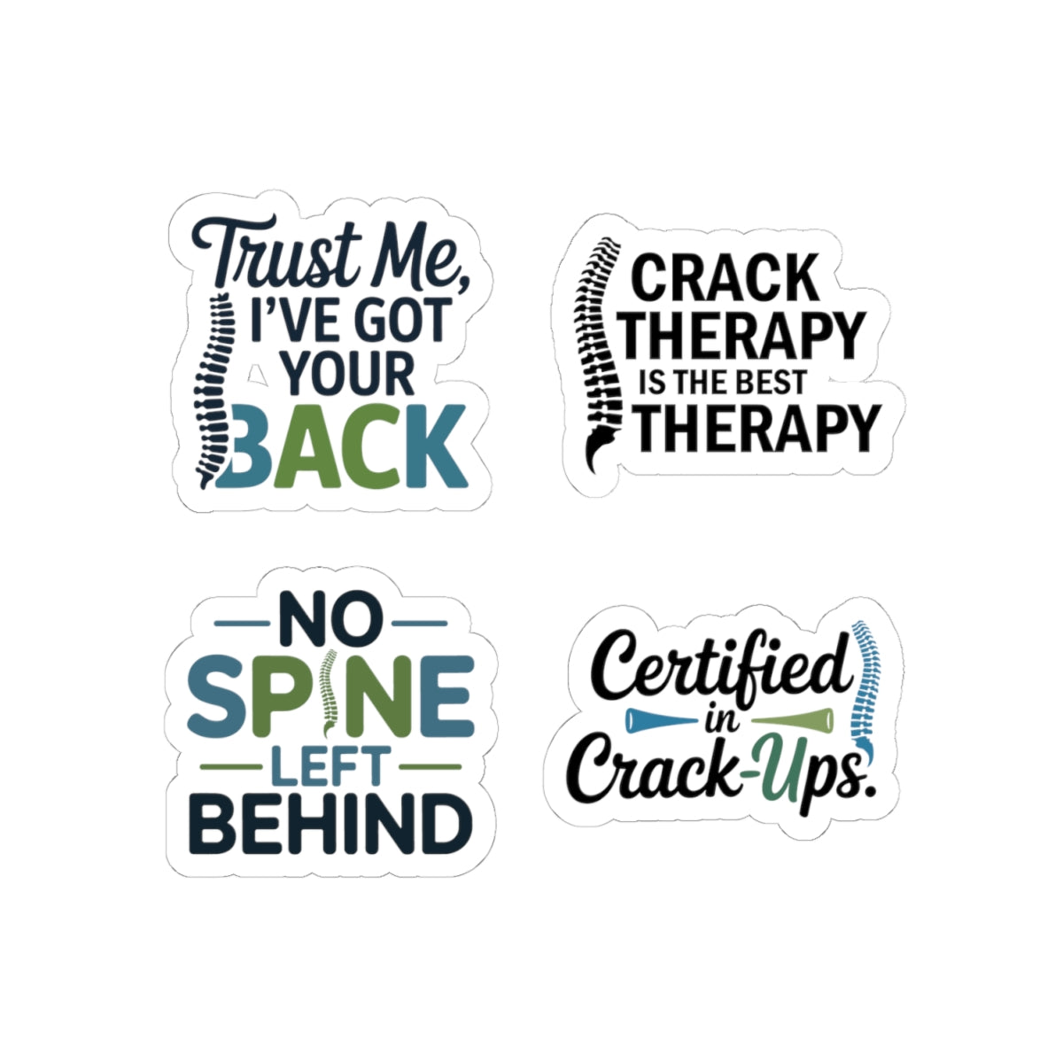 Chiropractor Sticker Pack – 4 PCS Funny Crack Therapy Decals for Chiropractic Doctors Spine Specialists