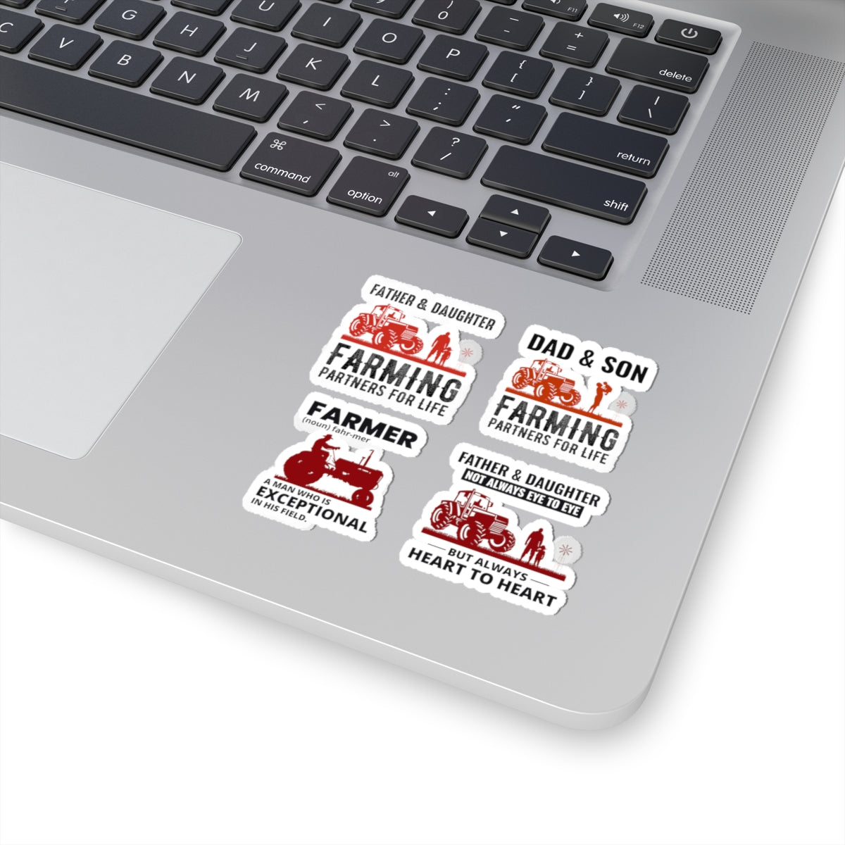 Farmer Sticker Pack – 4 PCS Heartfelt Father Daughter Dad Son Farming Partners Decal Set for Farm Families