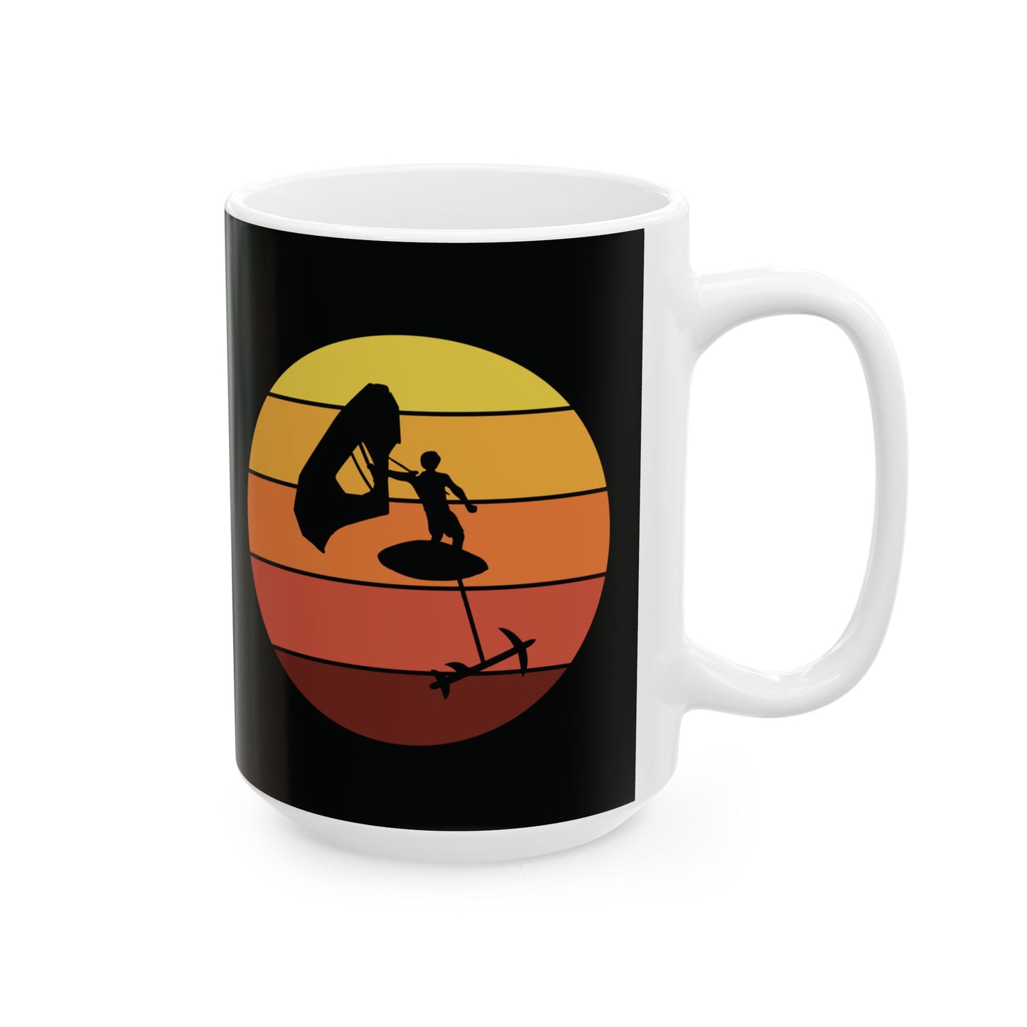 Wing Foiling Sunset Mug - Retro-Inspired Design for Watersports Enthusiasts