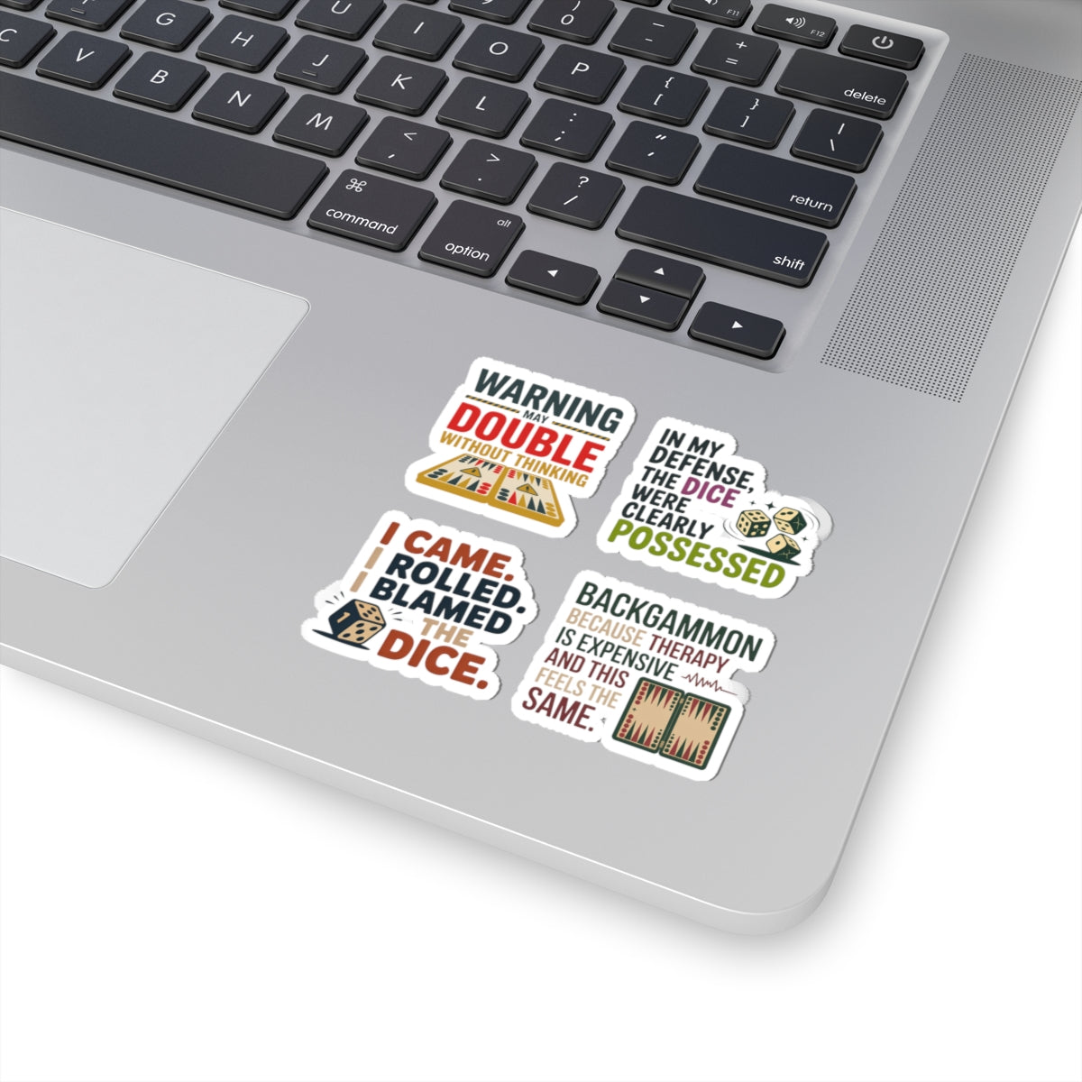 Backgammon Sticker Pack – 4 PCS Funny Dice Blame Quote Decals for Board Game Players & Strategy Fans