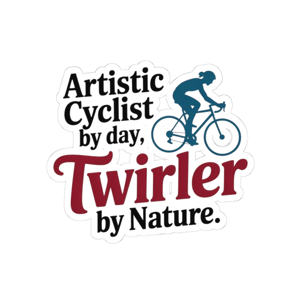Twirler Artistic Cycling Sticker - Cyclist Nature Bike Vinyl Decal for Rhythmic Gymnastic Athletes, Studio Riders, Coach