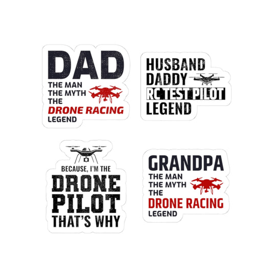 Drone Racing Dad Sticker Pack – 4 PCS Funny Legend Grandpa RC Pilot Decals for Drone Dads Grandpas